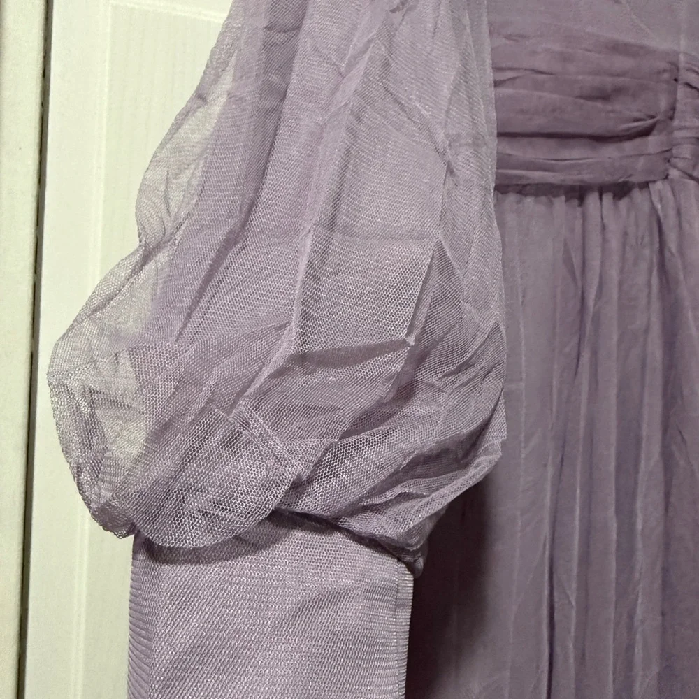 Lavender Long-Sleeve Maxi Dress with Sheer Overlay like size 12 Size 44 - Picture 11 of 11
